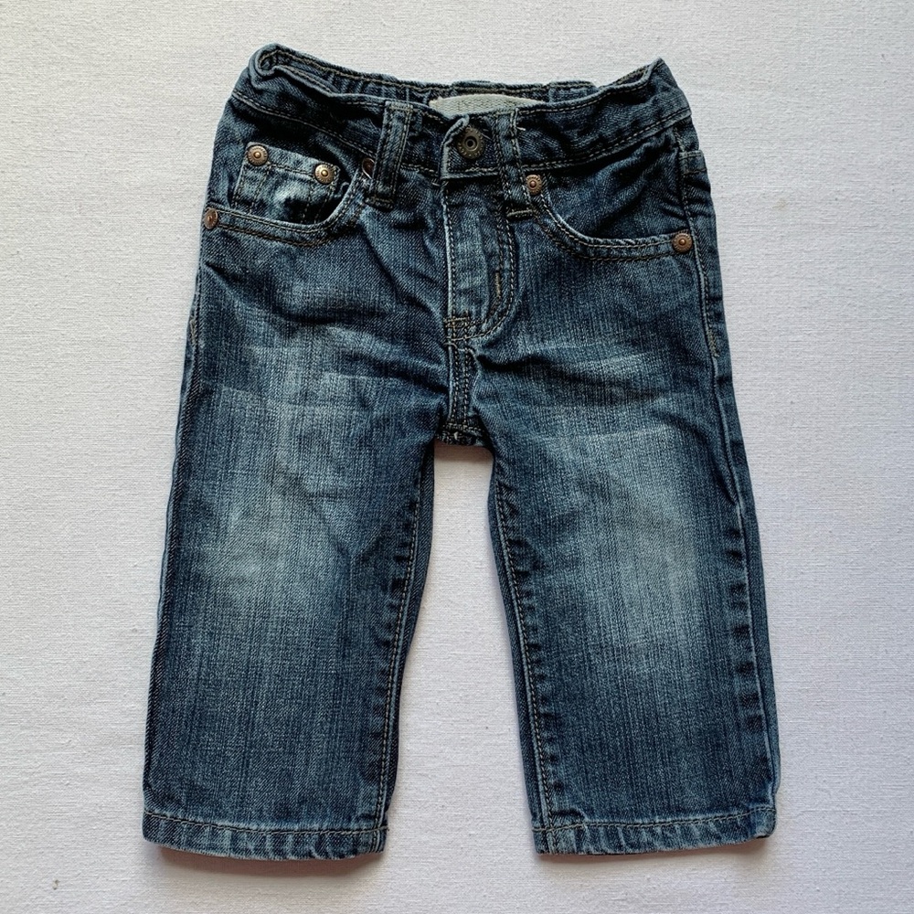 Flypaper Dark Blue Jeans 100% Cotton Denim Baby Pants with Pockets 12 Months